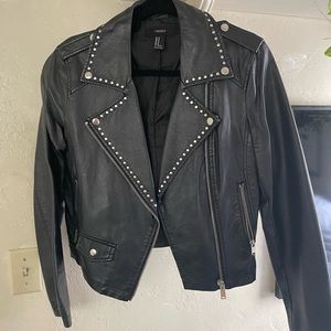 Black studded faux leather jacket